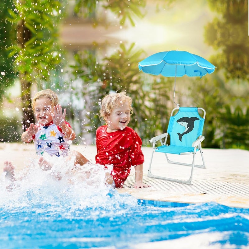 PLULON Kids Beach Chair with Umbrella Folding Lawn and Camping Chair with Summer Shade for Beach, Pool, Travel and Outdoor (for 1-5 Years Old) - Image 5